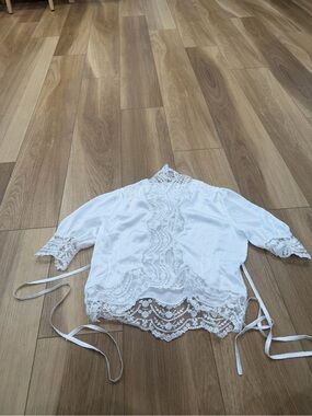 Reve White Lace Trim Women's Top